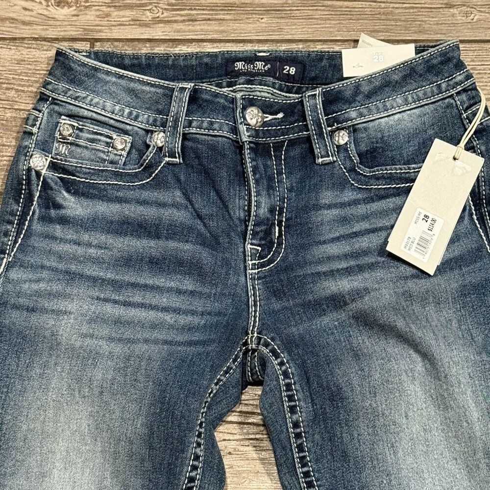 Miss Me Jeans 28x34 Women Mid Rise Boot Horseshoe Dream Catch Embroidered Pocket - Picture 7 of 9